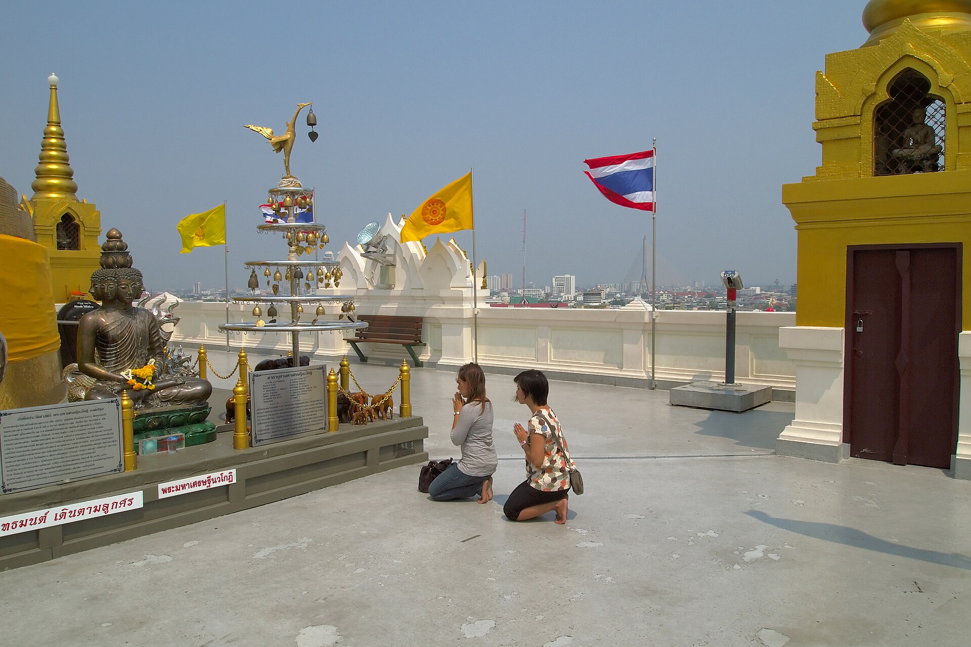 Wat Saket during national holiday. Wat Saket (The Temple of the Golden Mount) is one of Bangkok's oldest temples. This place has amazing views all over Bangkok. Bangkok, Krung Thep Maha Nakhon, Thailand.