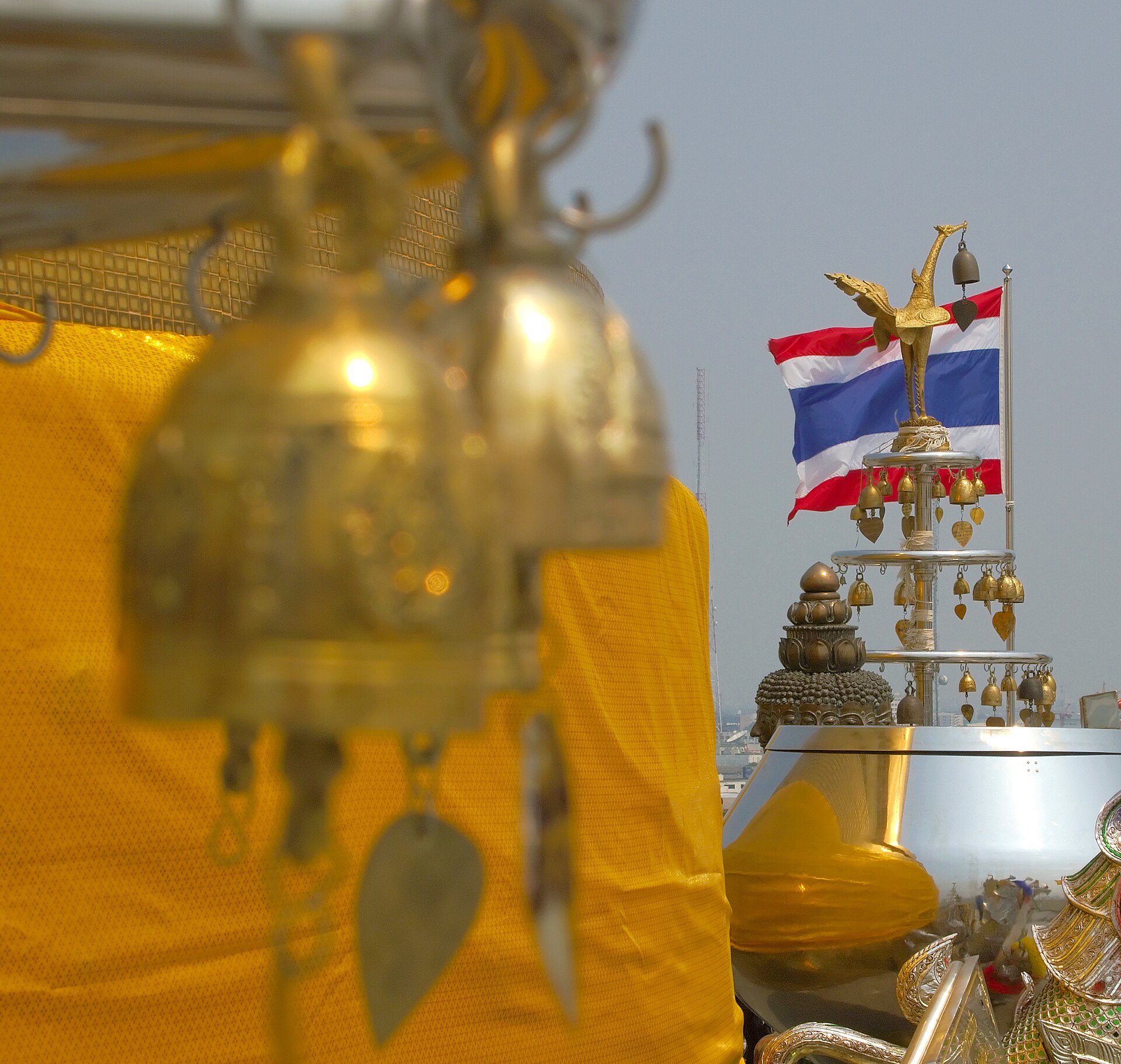 Wat Saket during national holiday. Wat Saket (The Temple of the Golden Mount) is one of Bangkok's oldest temples. Bangkok, Krung Thep Maha Nakhon, Thailand.