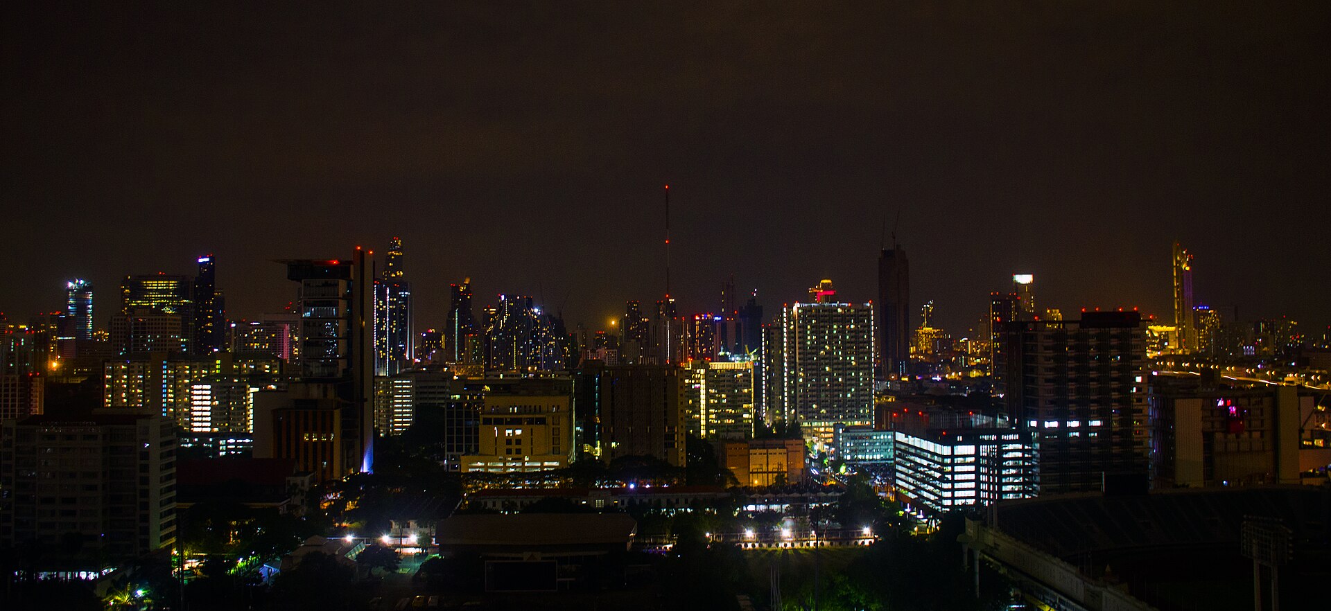 Bangkok night skyline from Hotel Holiday Inn Bangkok Siam