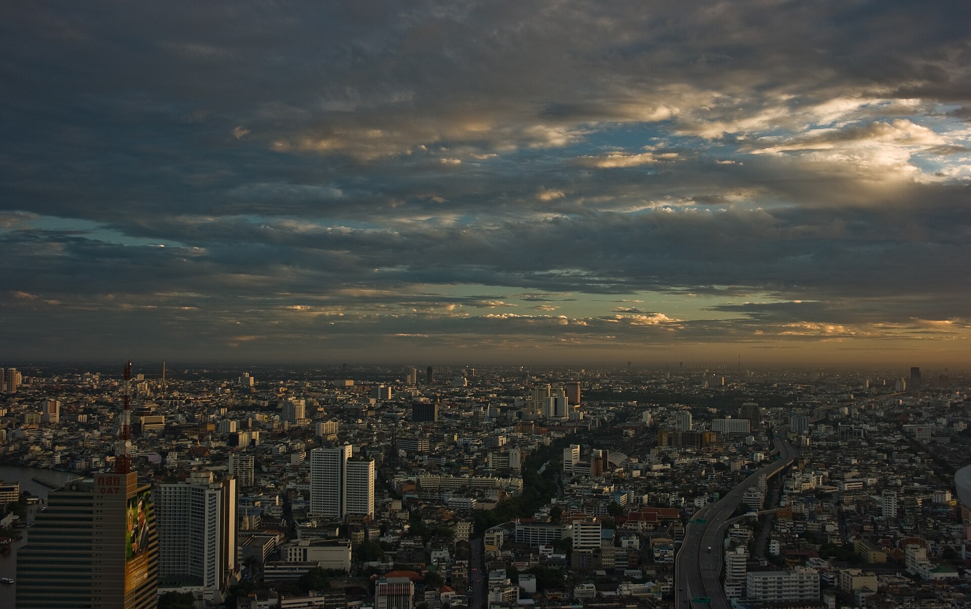 Beautiful sunrise view of Bangkok from Lebua State Tower , Bangkok, Thailand. View Large on Black