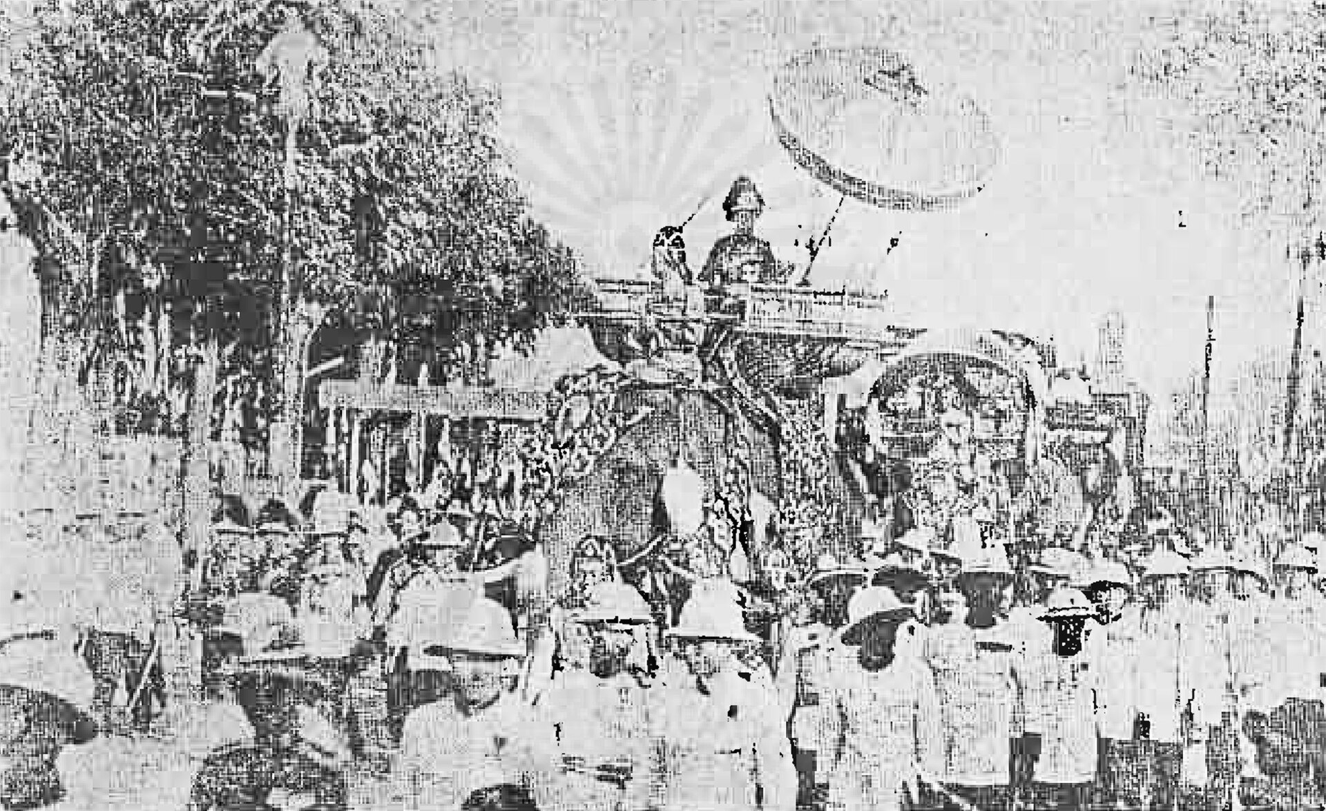 King Prajadhipok being paraded into the city of Chiang Mai, 22 January 2469 BE (1927 CE).