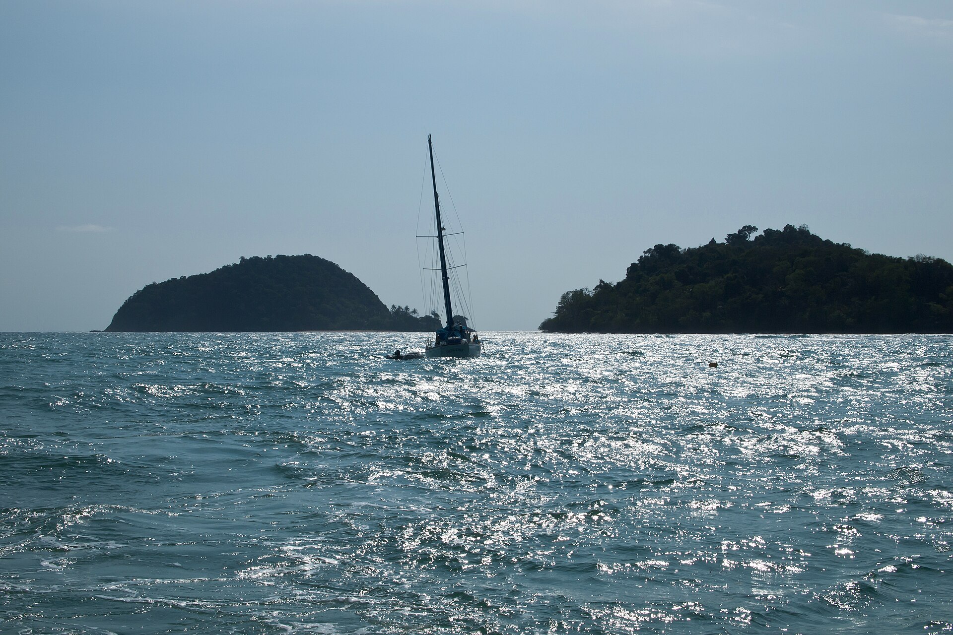 Yachting in the Gulf of Thailand. Blue sea. Koh Mak, tropical island, Thailand.